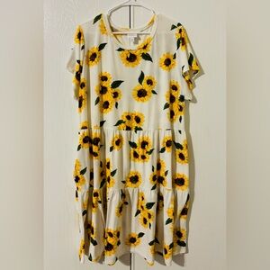 LuLaRoe Yellow Flutter Sleeve Midi Sundress